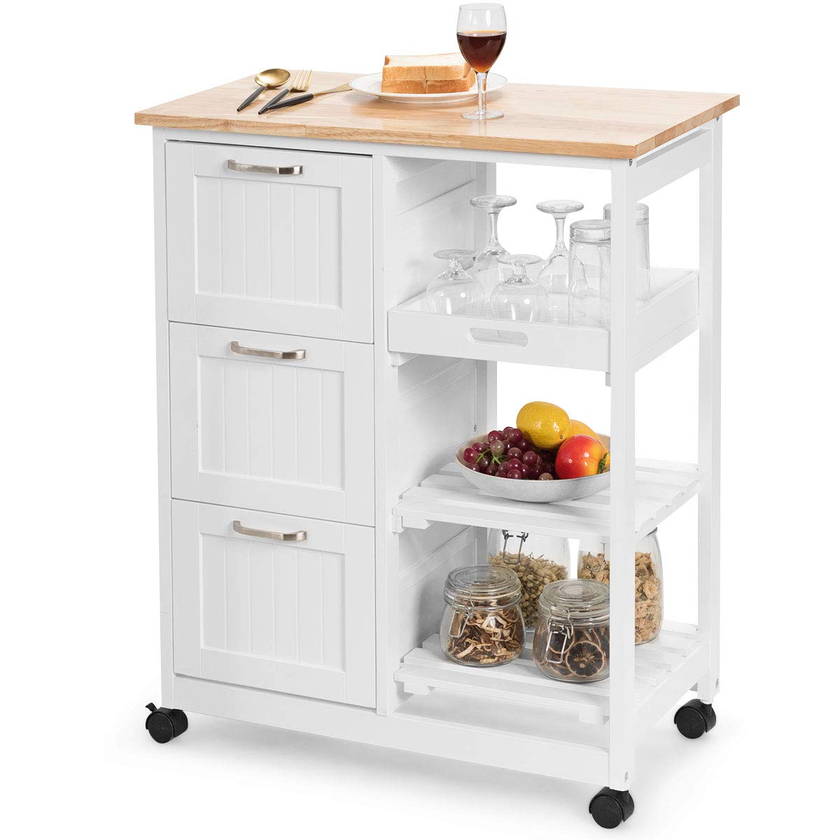 Giantex Kitchen Island Cart, Home Bar Serving Cart