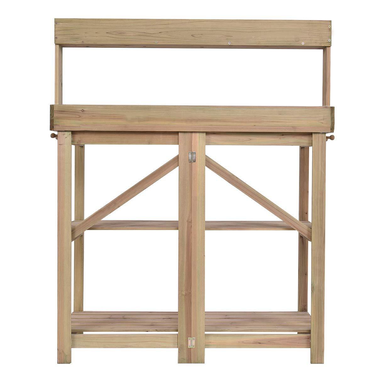 Giantex Outdoor Garden Wooden Potting Work Bench Station Planting Workbench (Light Cyan) - Giantexus