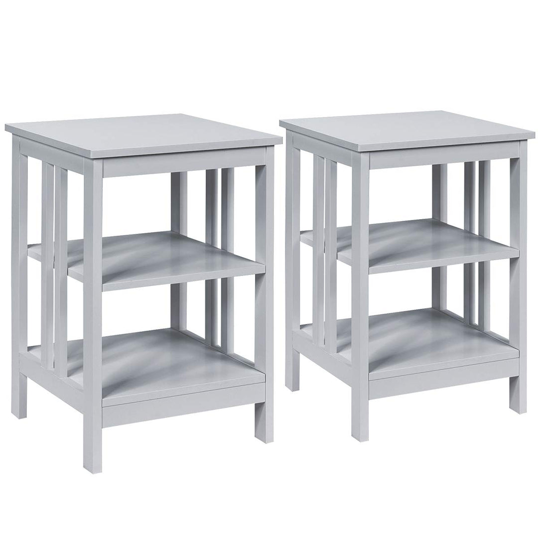 Giantex Nightstand 3-Tier Sofa Side Table W/Reinforced Bars and Stable Structure