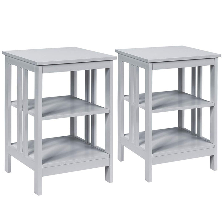 Giantex Nightstand 3-Tier Sofa Side Table W/Reinforced Bars and Stable Structure