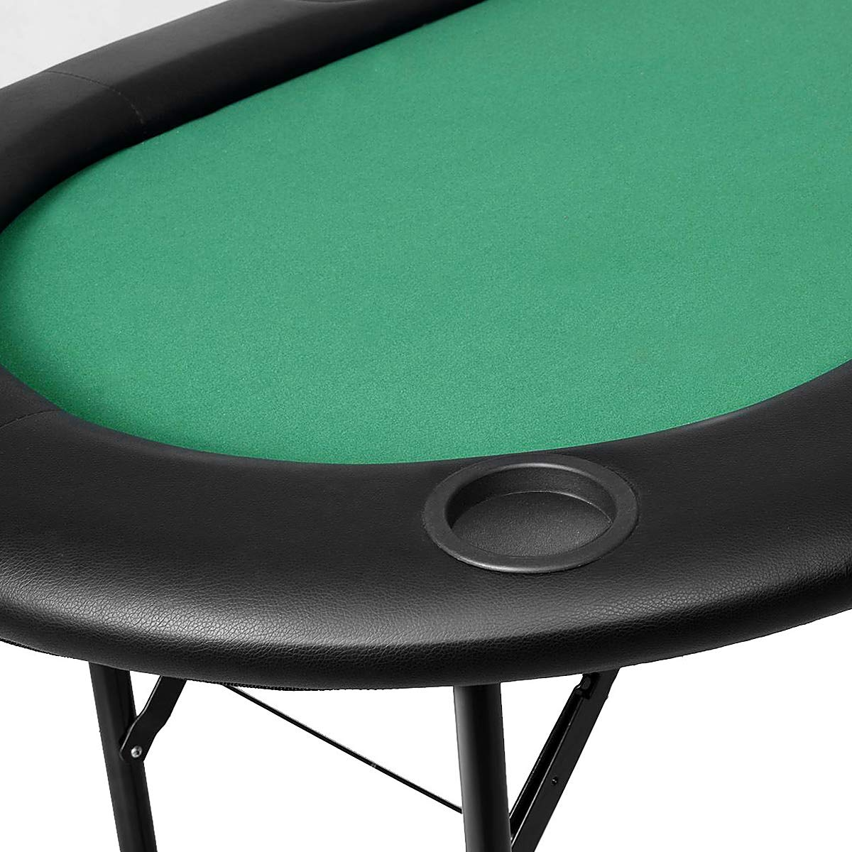 Giantex Foldable Play Poker Table w/Cup Holder, for Texas Casino Leisure Game Room,