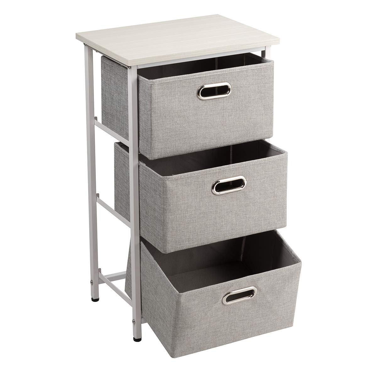 Giantex Vertical Dresser Storage W/ 3 Fabric Drawers,Easy Pull Fabric Bins,Steel Frame and Wood Top
