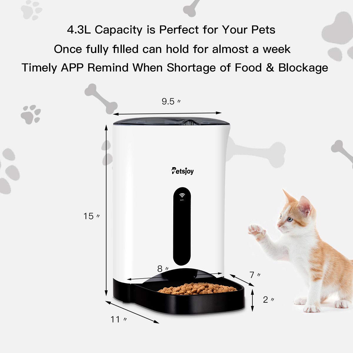 Giantex Automatic Pet Feeder Food Dispenser for Dogs, Cats, 4.3L Large Capacity