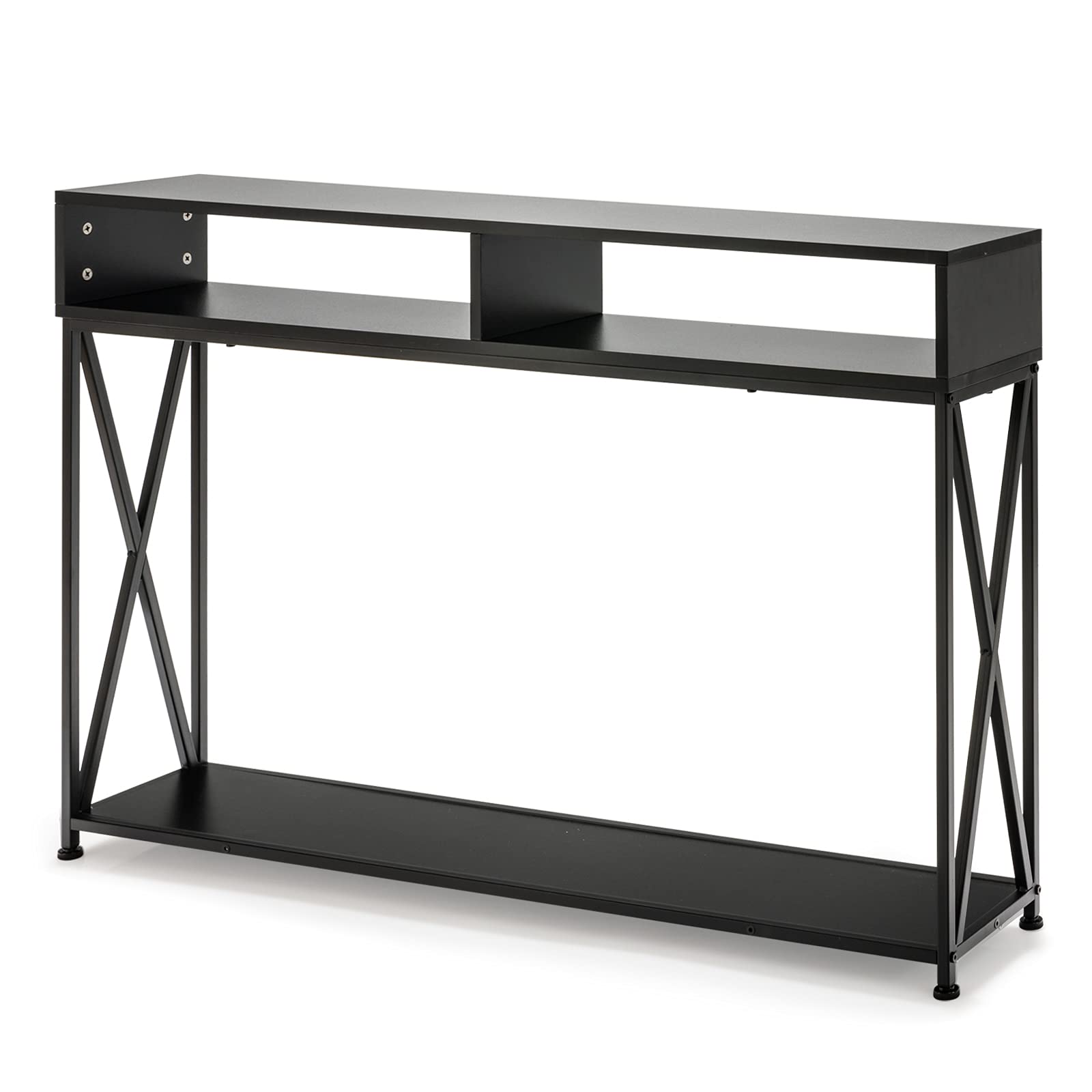 Giantex Console Table 2 Tier Sofa Table with Open Shelf & Storage Compartments