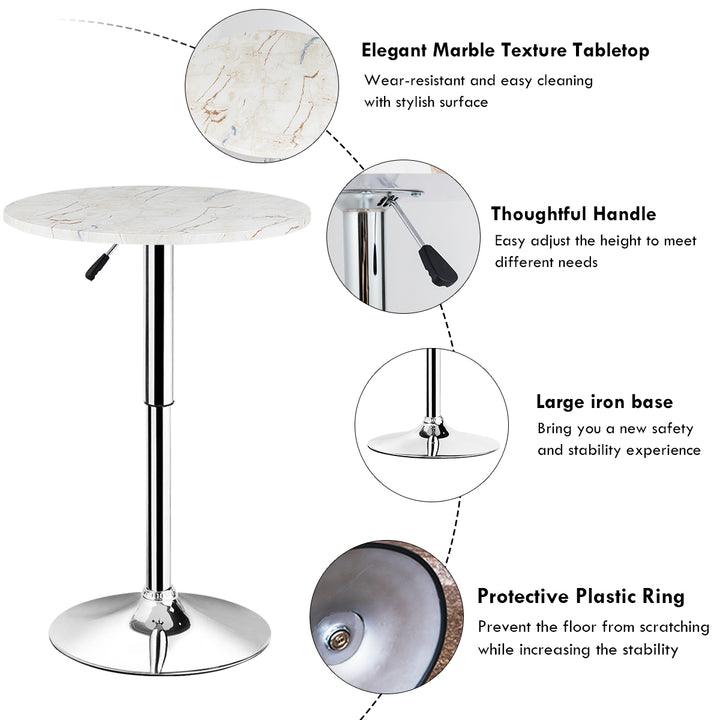Round Pub Table Height Adjustable, 360 Swivel Cocktail Pub Table