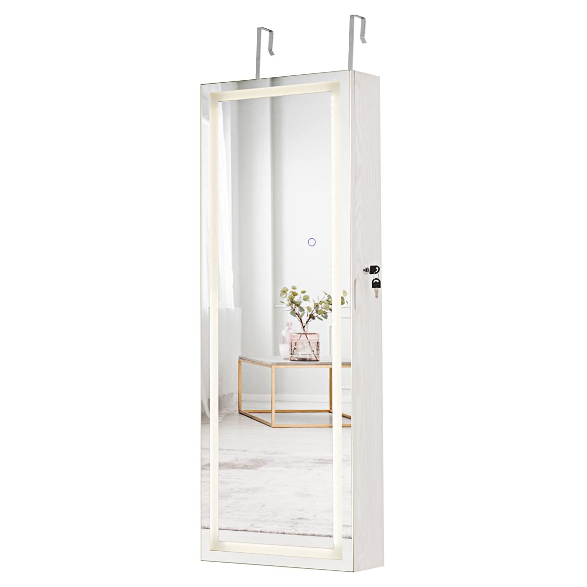 CHARMAID Jewelry Cabinet with LED Touch Screen Mirror