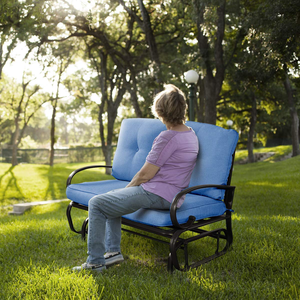 Giantex Loveseat Outdoor Patio Rocking Glider Cushioned 2 Seats