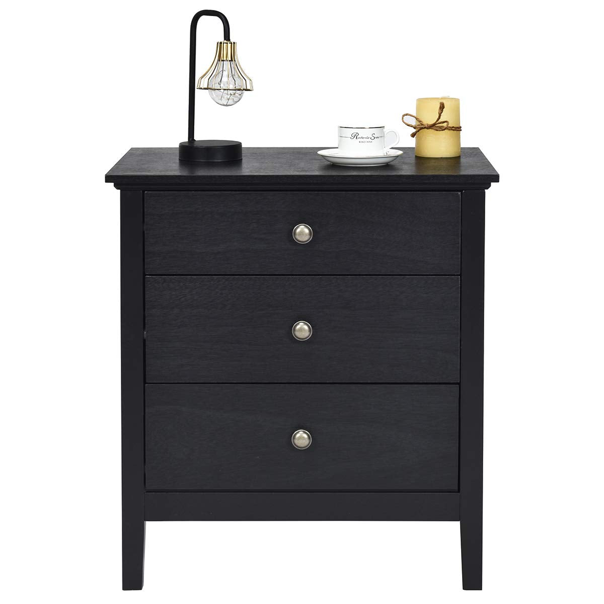 Giantex Nightstand with Drawers Solid Structure Side Table for Storage Bedroom