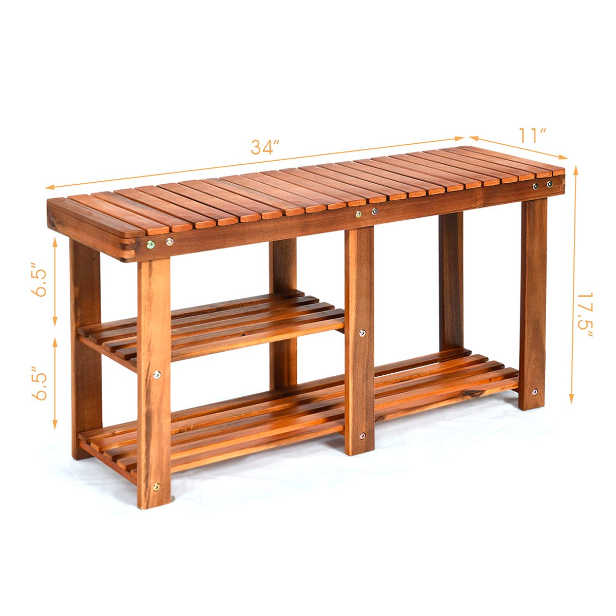 Giantex 2-Tier Shoe Bench Entryway Shoe Rack with Seat