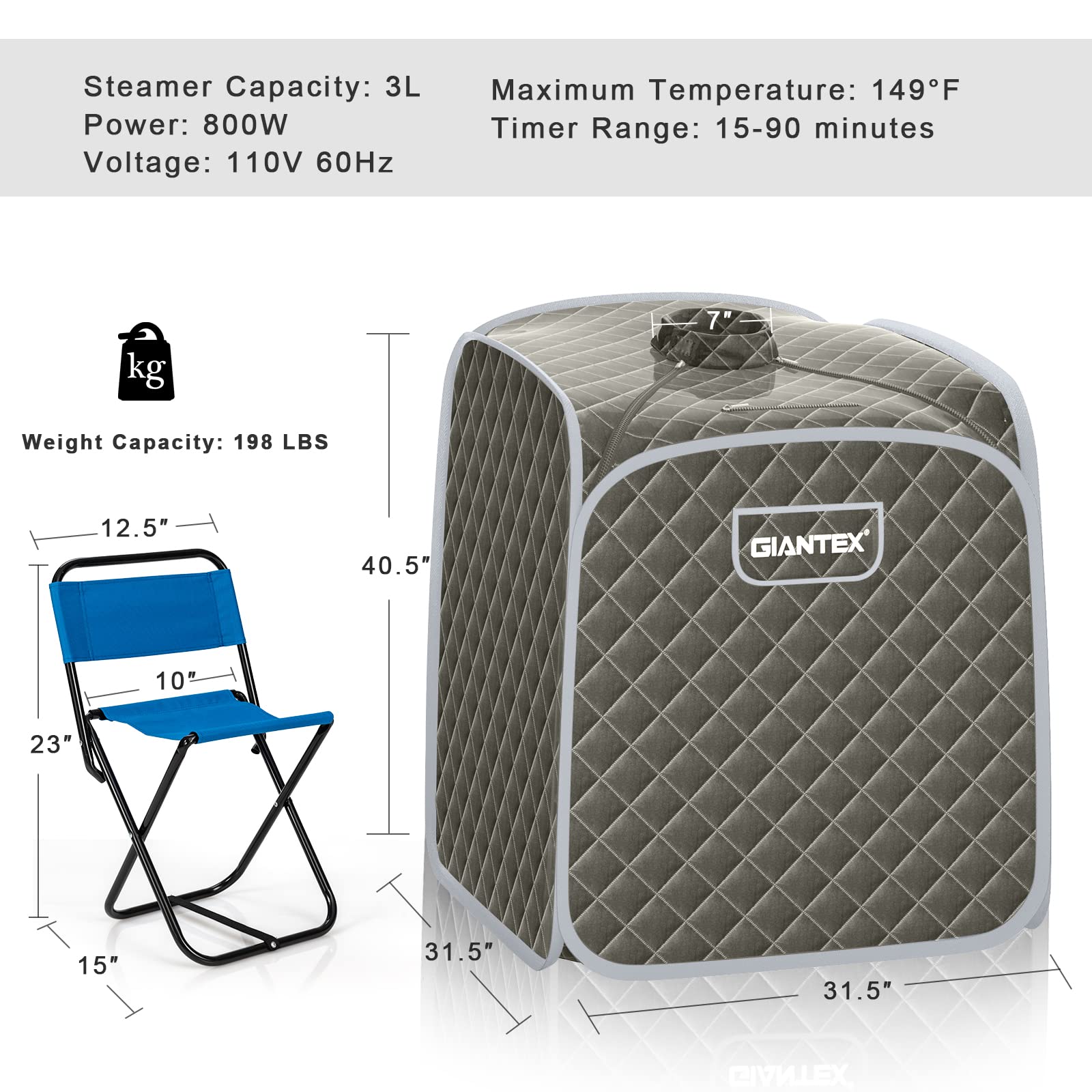 Steam Sauna Portable Therapeutic Sauna 3L Blast-Proof Remote Control