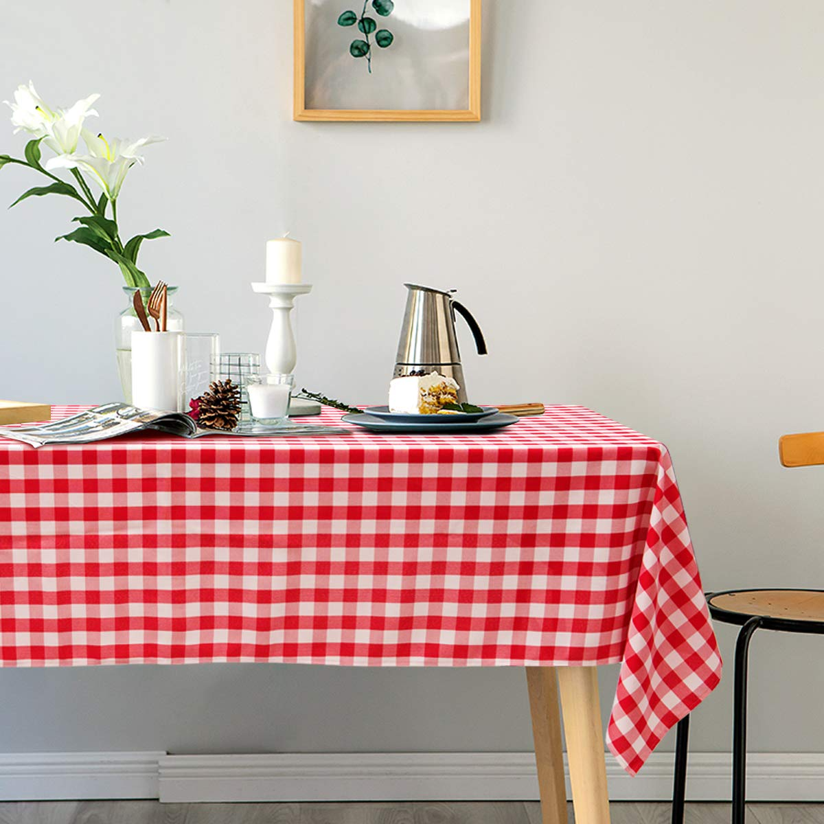 Giantex 10 Checkered Tablecloth Rectangle |60"X102", Stain Resistant, Wrinkle Resistant and Spill Proof Gingham Table Cloths