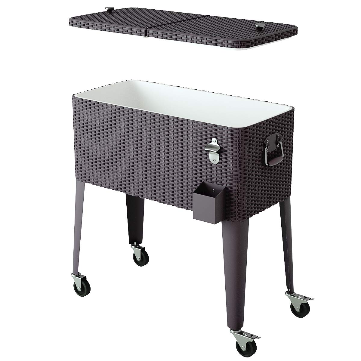 Giantex 80 Quart Rattan Rolling Cooler Cart