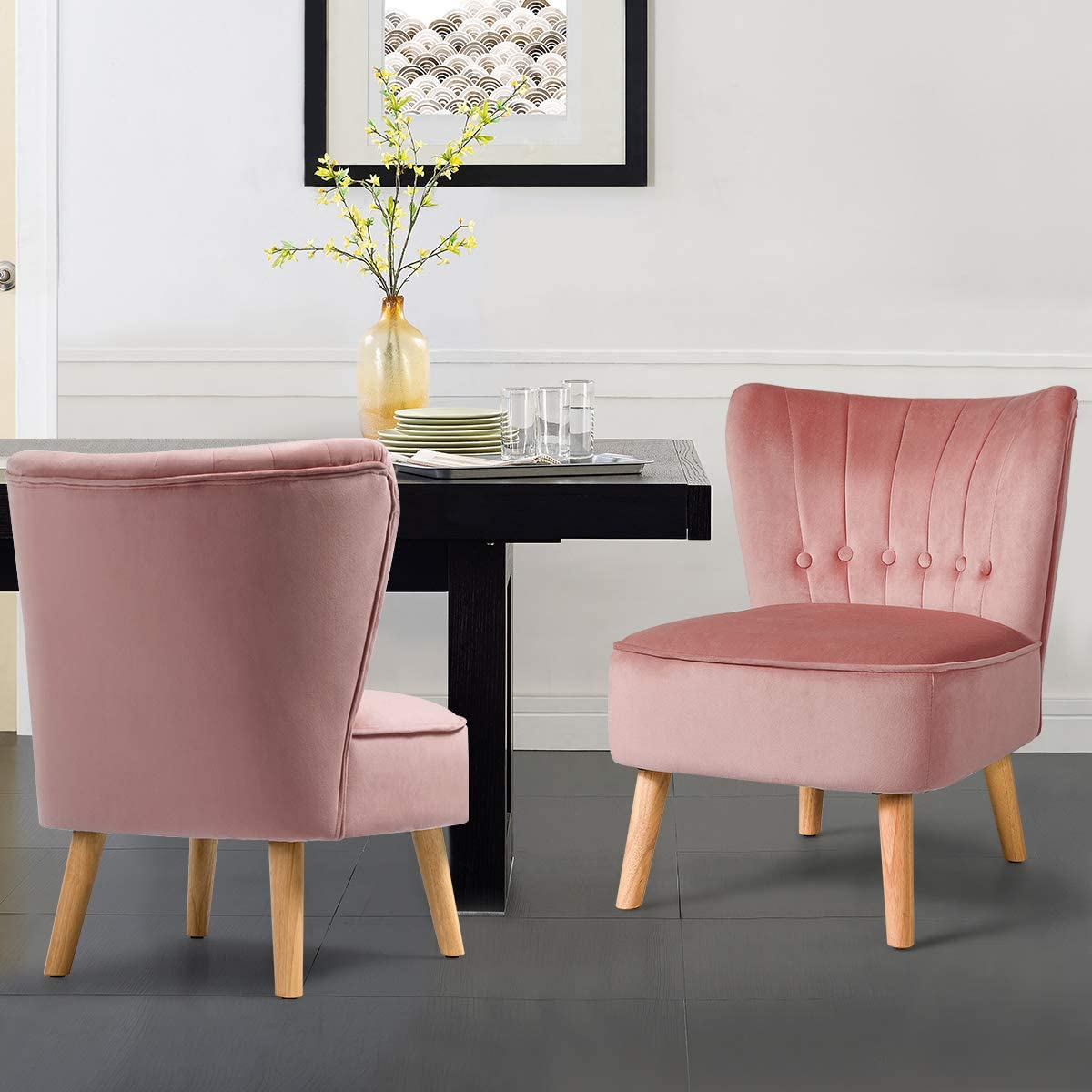 Giantex Small Upholstered Leisure Sofa Chair w/Wood Legs (2)