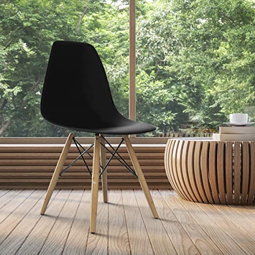 Giantex Shell Lounge Plastic Side Chair Kitchen, Dining Room, Living Room, Set of 2, Black