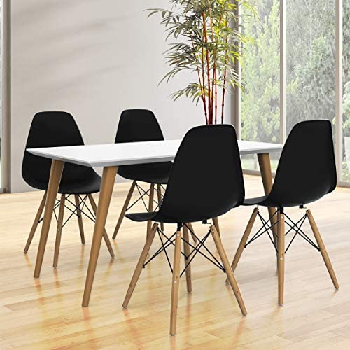 Giantex Shell Lounge Plastic Side Chair Kitchen, Dining Room, Living Room, Set of 2, Black