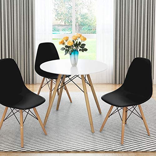 Giantex Shell Lounge Plastic Side Chair Kitchen, Dining Room, Living Room, Set of 2, Black