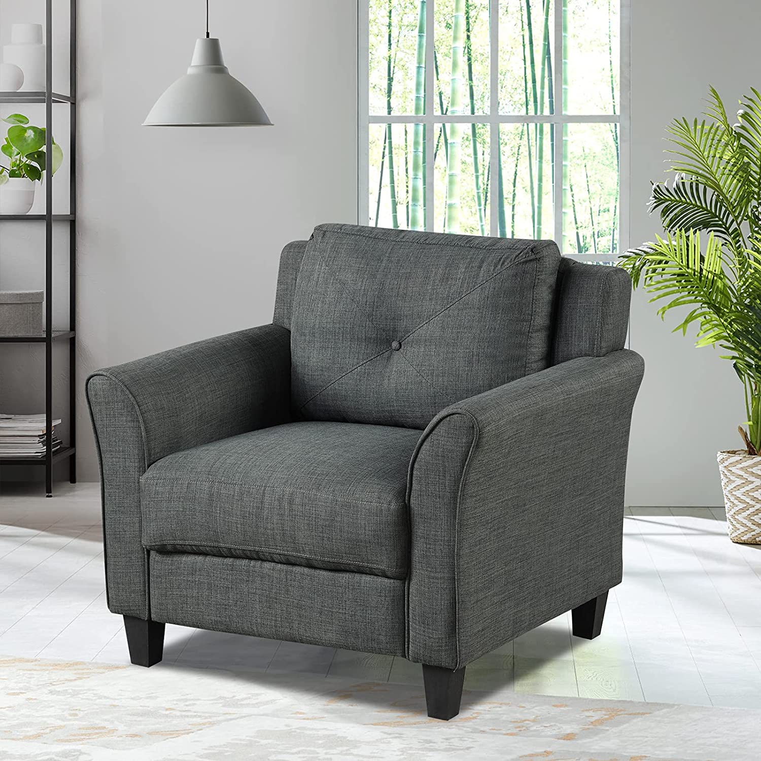 Giantex Leisure Arm Chair with Button Tufting Back Cushion
