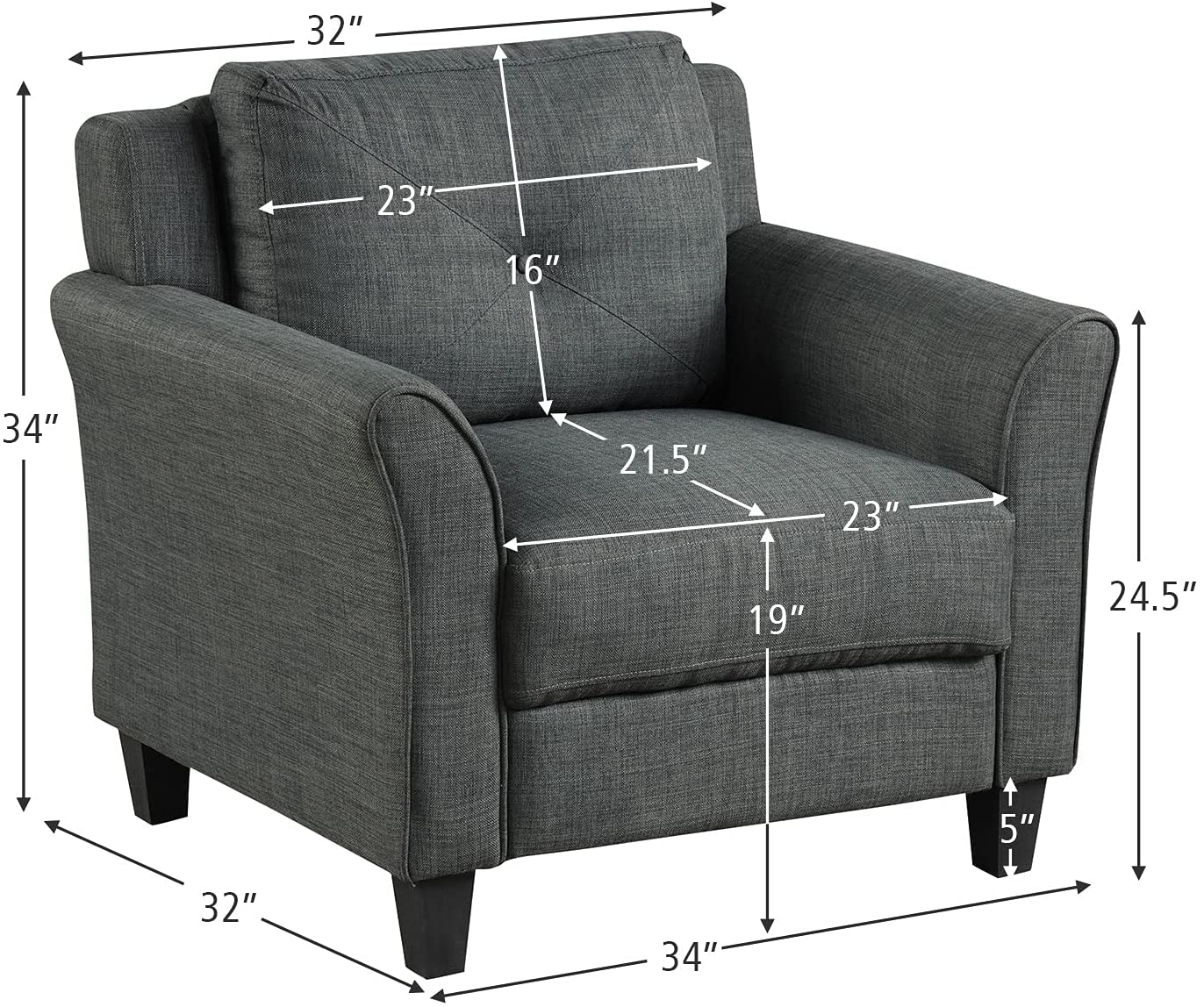 Giantex Leisure Arm Chair with Button Tufting Back Cushion