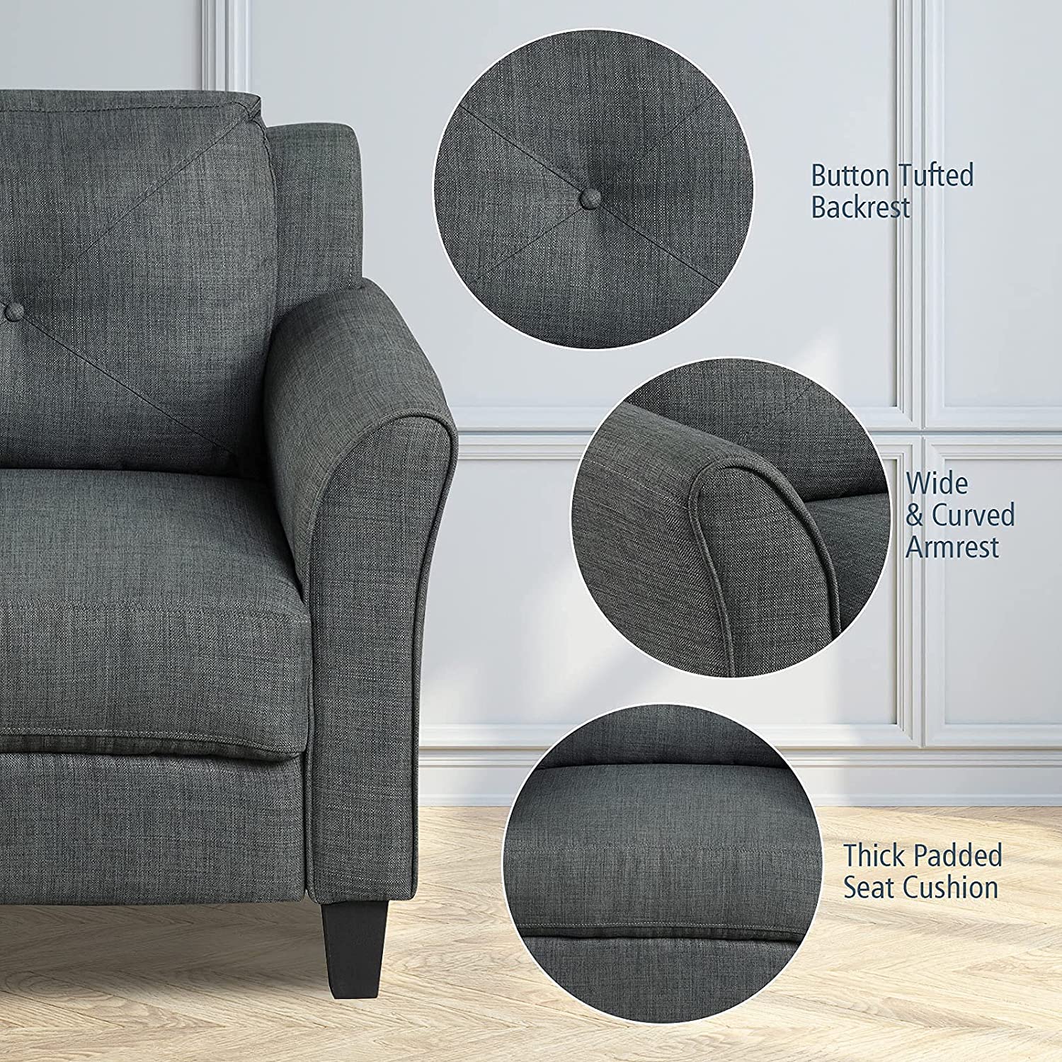 Giantex Leisure Arm Chair with Button Tufting Back Cushion