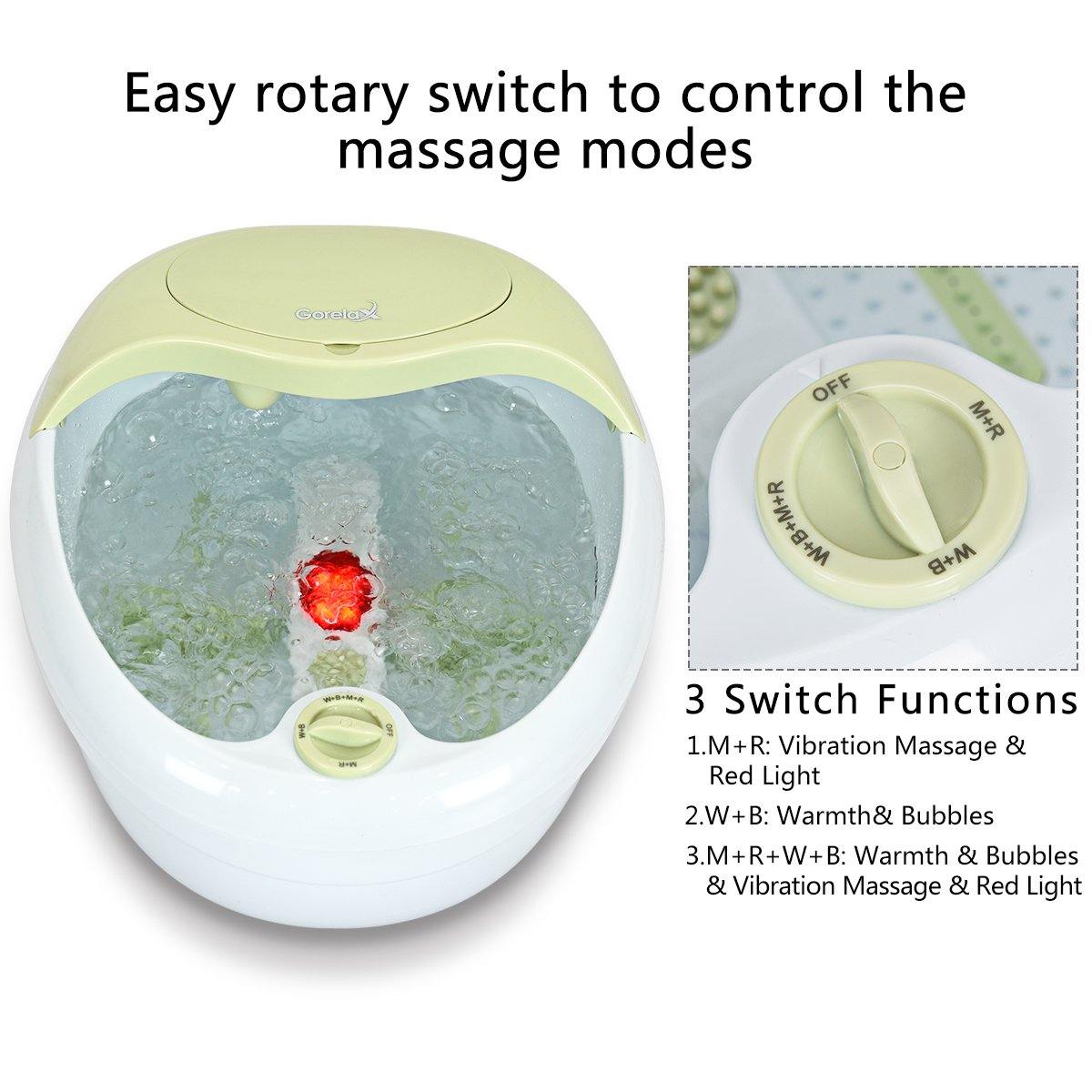 Giantex Foot Bath Massager Spa, Warm Heat Bubbles Electric Handheld Pedicure Feet Scrubber Removable Cover Vibration Massage (Green) - Giantexus