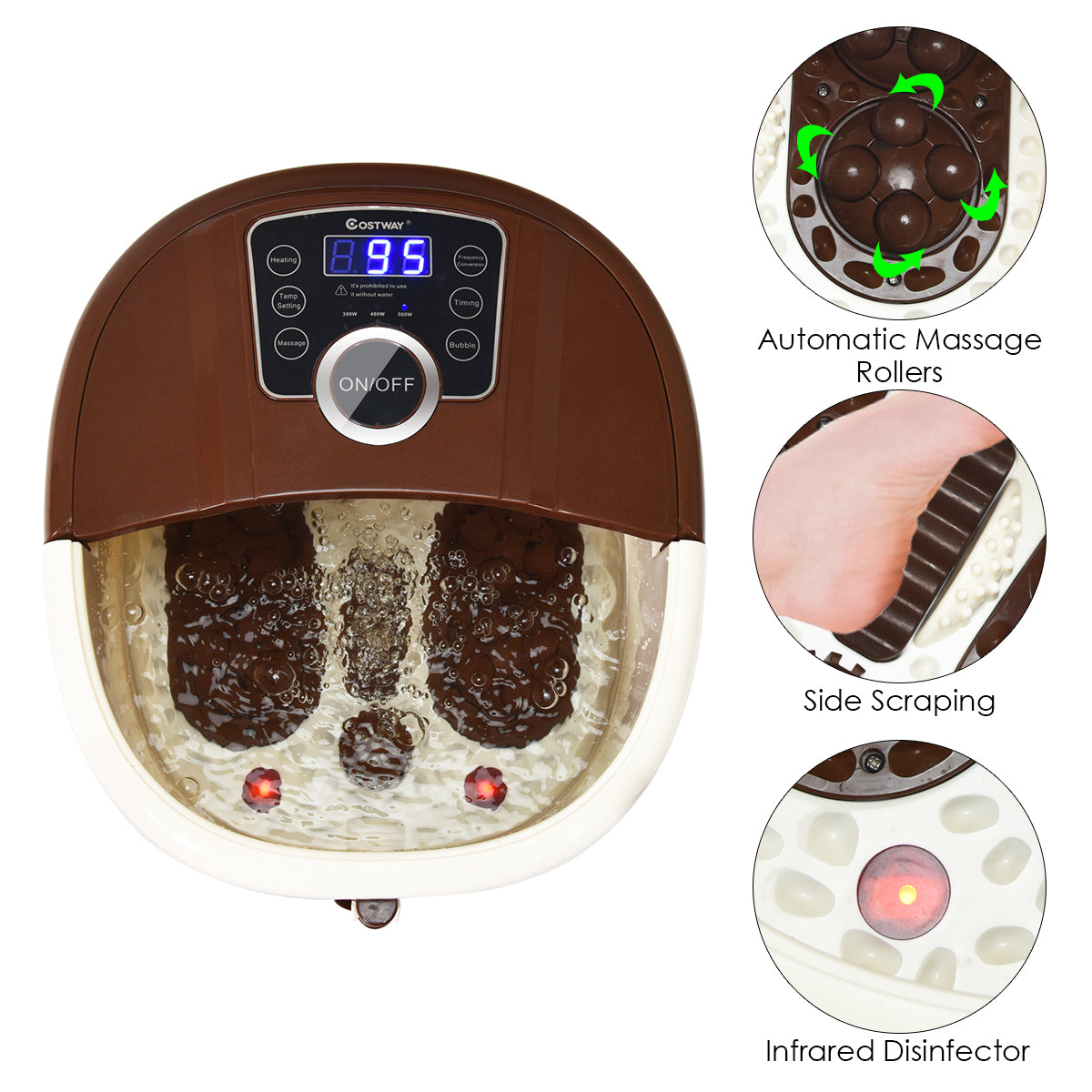Giantex Foot Spa Bath Massager with Heat with 16 Pedicure Shiatsu Roller Massage Points