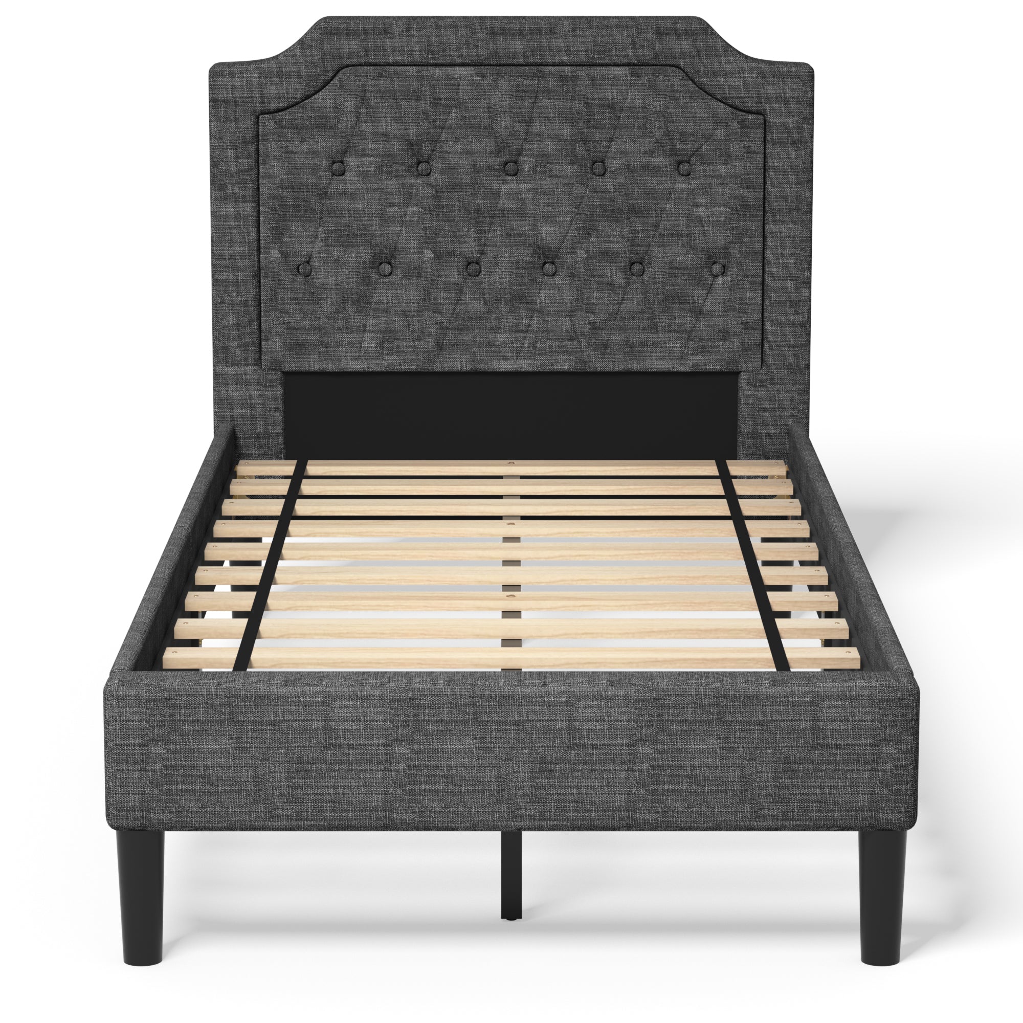 Twin Size Upholstered Bed Base with Button Stitched Headboard