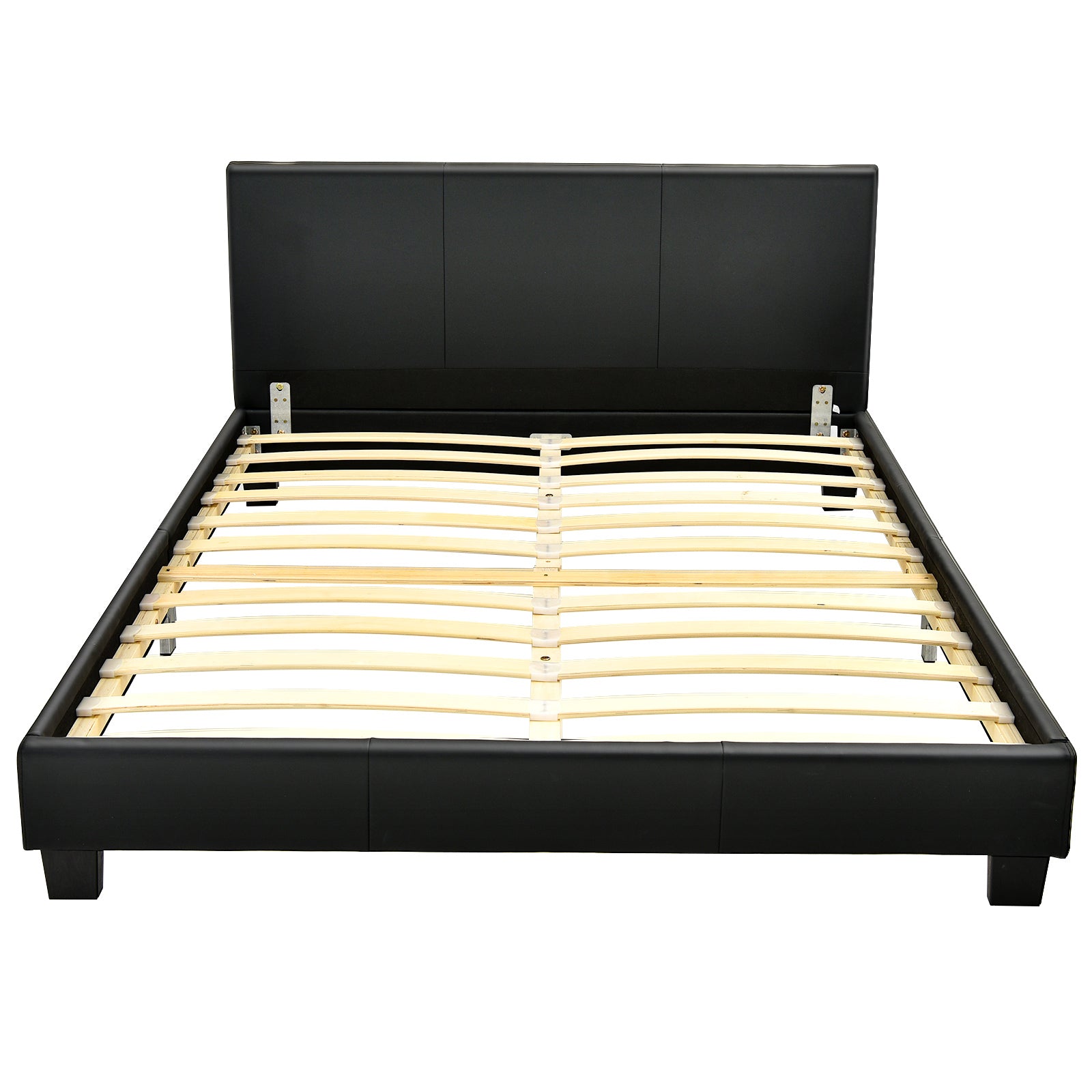 Faux Leather Upholstered Platform Bed W/Headboard | Queen Bed Frame