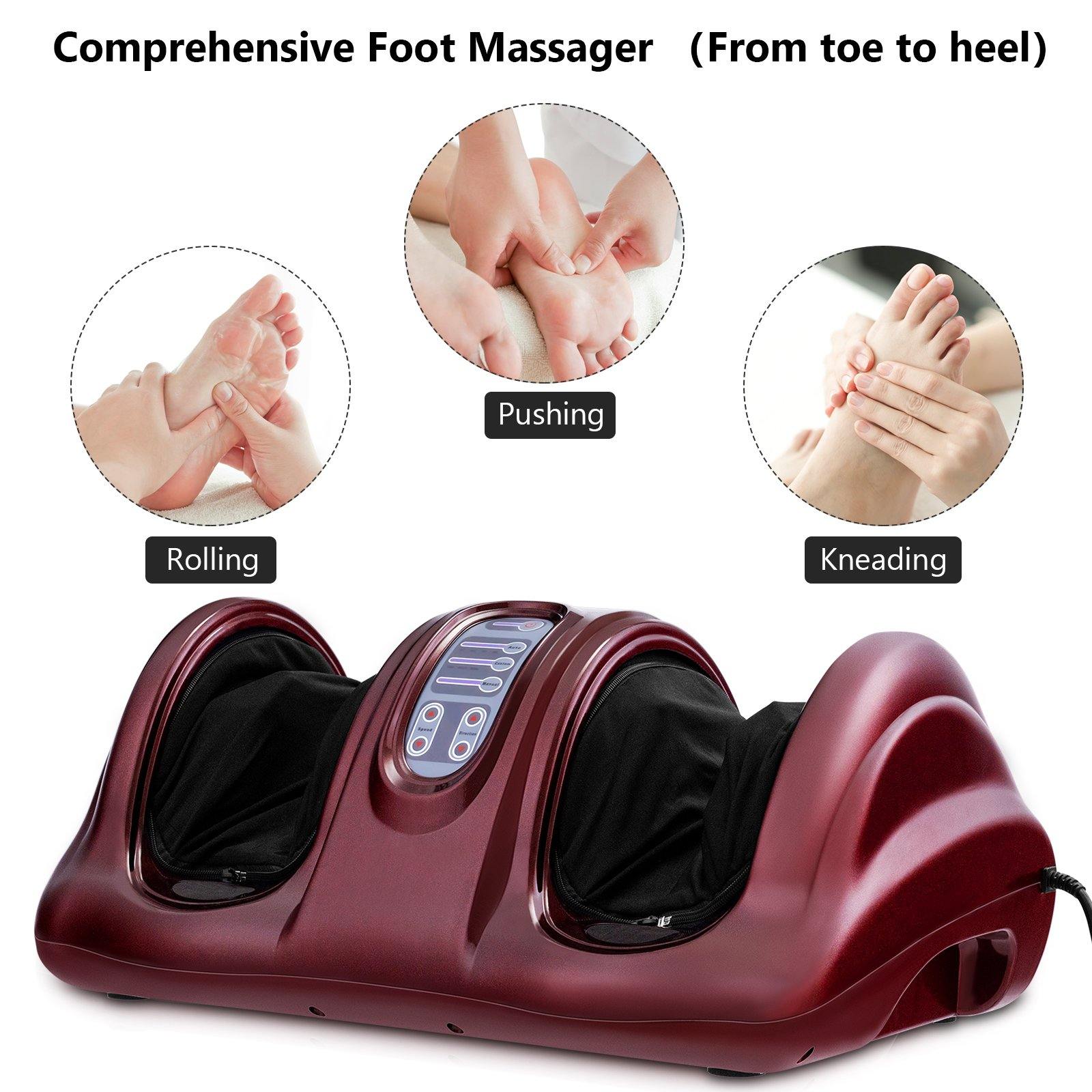 Giantex Nerve Pain Therapy Spa Gift Deep Kneading Rolling Massage for Leg Calf Ankle, Burgundy/Red/Black/Gray - Giantexus