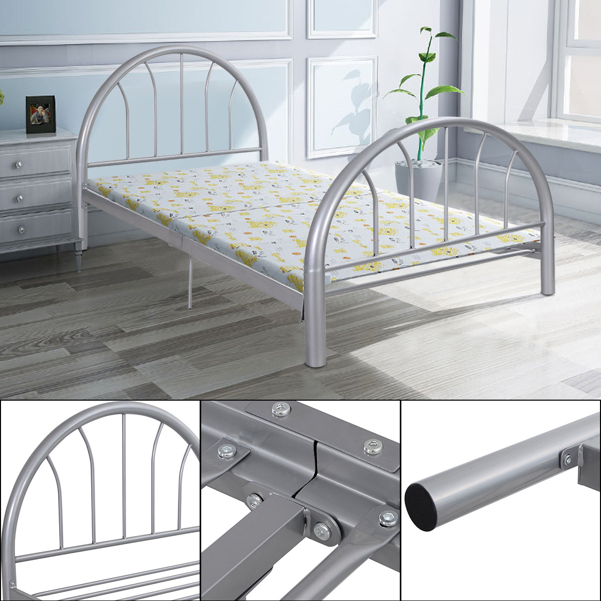 Giantex 83" x 42" x 35" Metal Bed Platform Frame Twin Size Bedroom Home Furniture