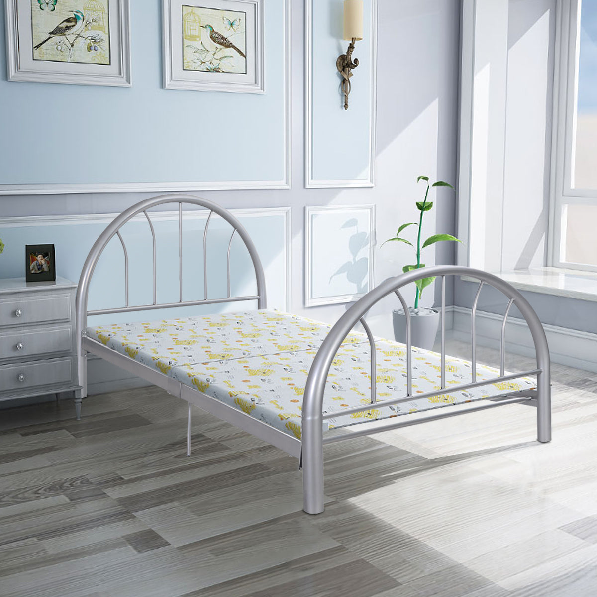 Giantex 83" x 42" x 35" Metal Bed Platform Frame Twin Size Bedroom Home Furniture