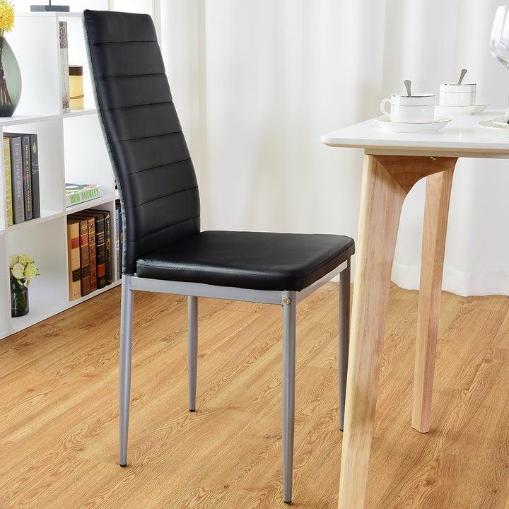 Giantex Set of 4 PU Leather Dining Side Chairs with Padded Seat Foot Cap