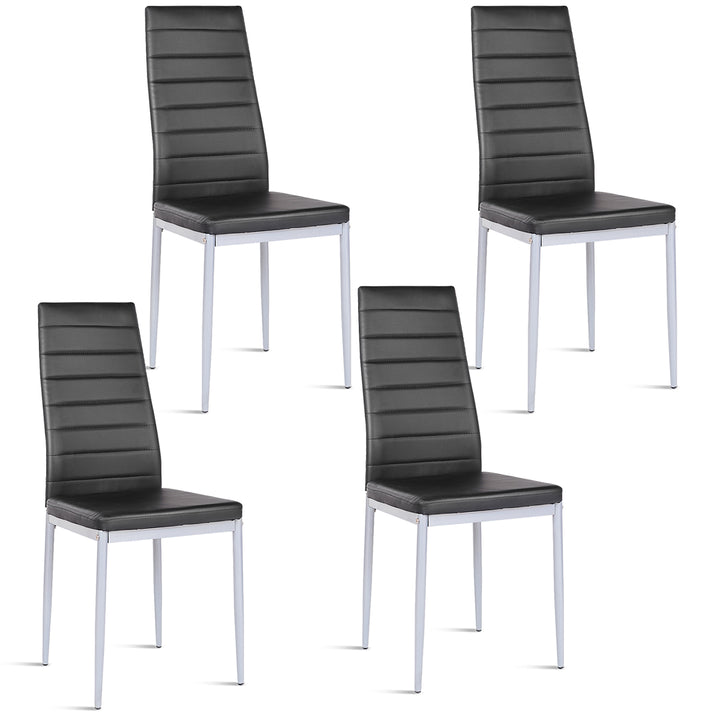 Giantex Set of 4 PU Leather Dining Side Chairs with Padded Seat Foot Cap