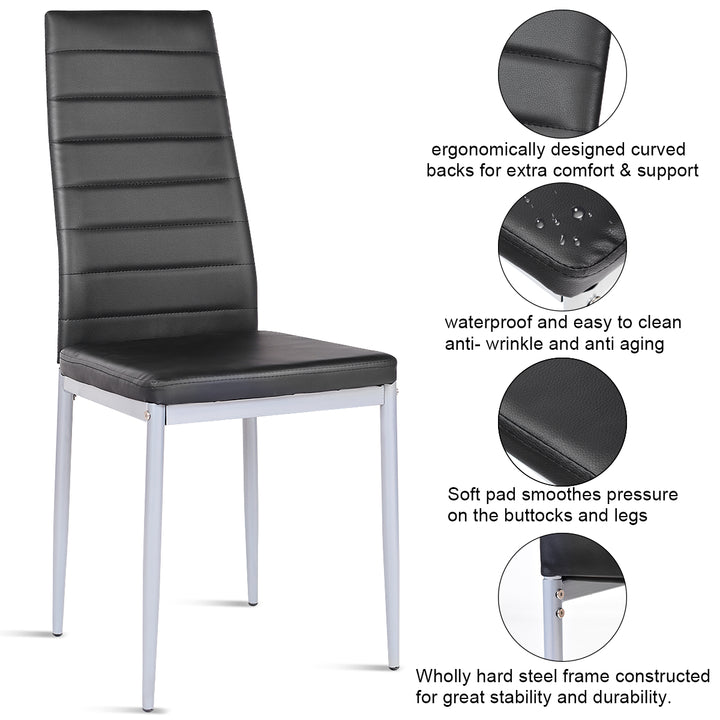Giantex Set of 4 PU Leather Dining Side Chairs with Padded Seat Foot Cap