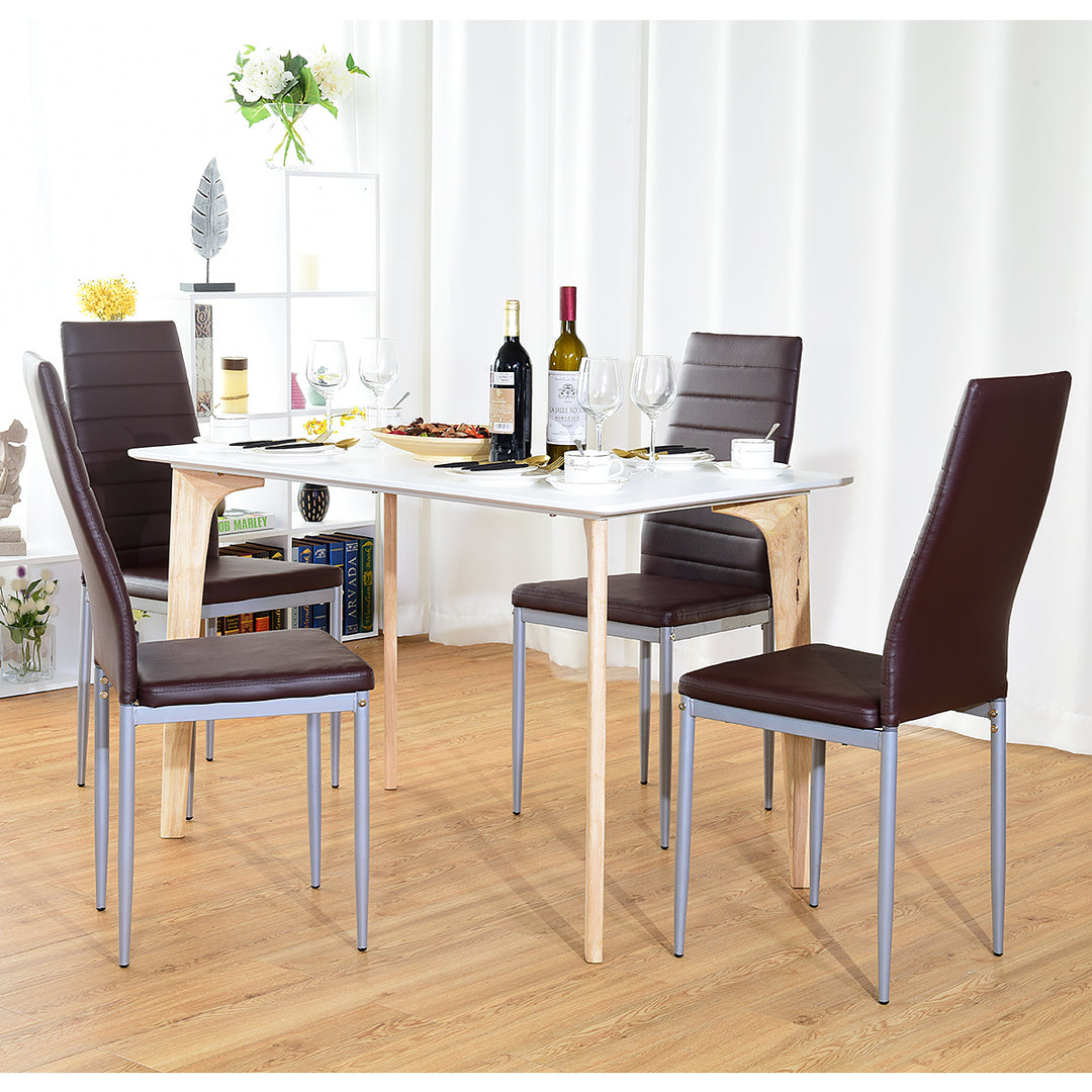 Giantex Set of 4 PU Leather Dining Side Chairs with Padded Seat Foot Cap