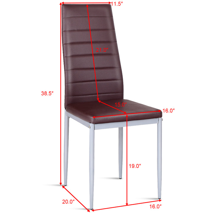 Giantex Set of 4 PU Leather Dining Side Chairs with Padded Seat Foot Cap