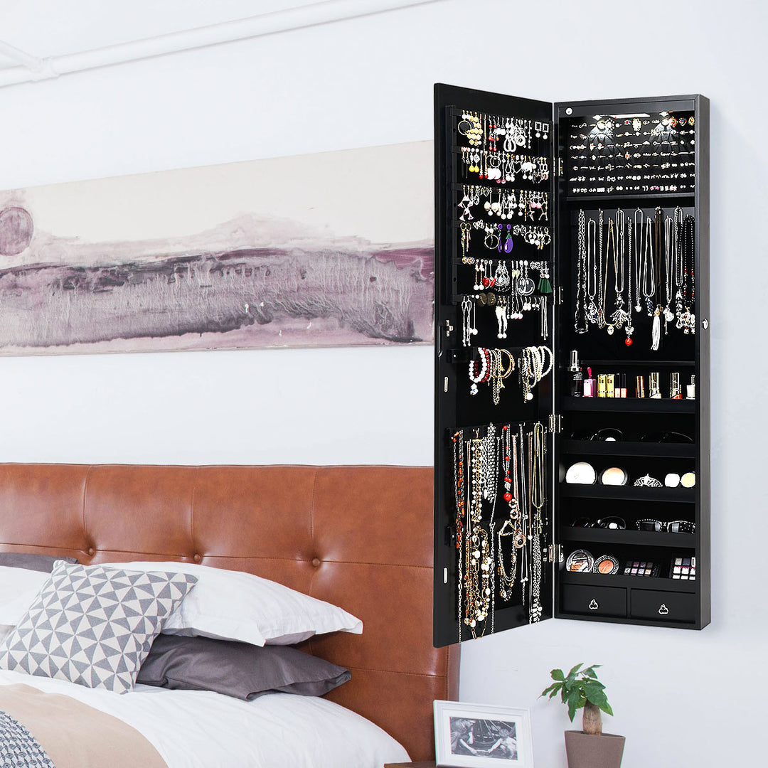 Wall Door Jewelry Armoire Cabinet with Full-Length Mirror