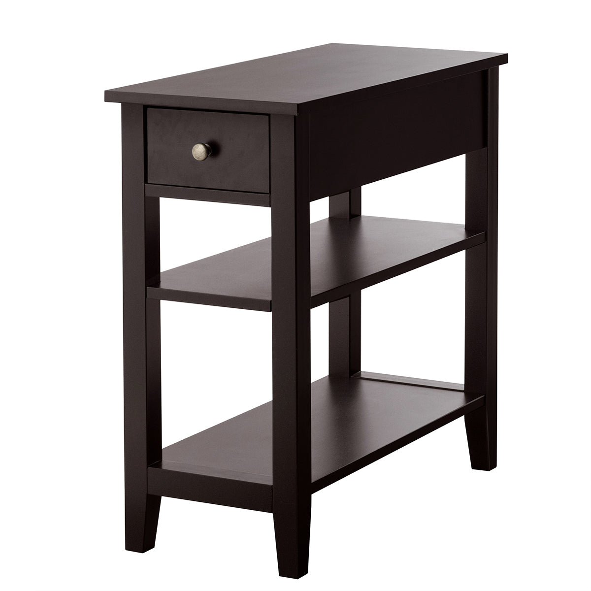 Giantex 3-Tier End Table with Drawer and Double Shelves Narrow Tiered Side Table for Bedroom