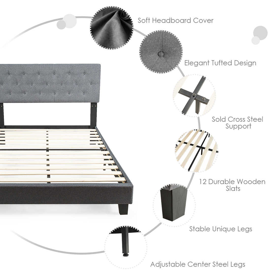 Giantex  Metal Frame & 12 Strong Wooden Slat Support, Easy Assembly, Bed Mattress Foundation (Full)