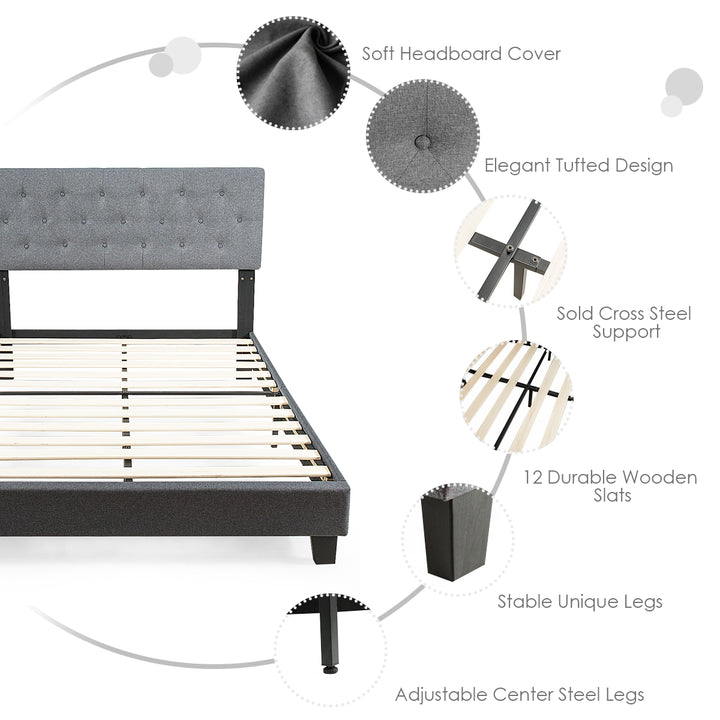 Giantex  Metal Frame & 12 Strong Wooden Slat Support, Easy Assembly, Bed Mattress Foundation (Full)