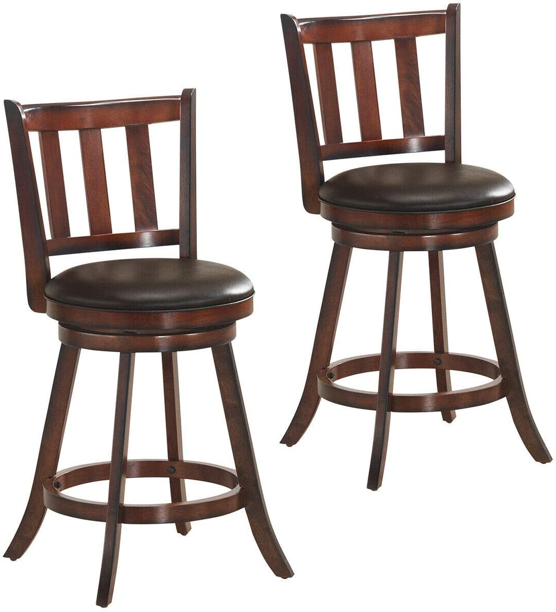 Bar Stools Set of 2 or 4, Counter Height Dining Chair, Fabric Upholstered 360 Degree Swivel