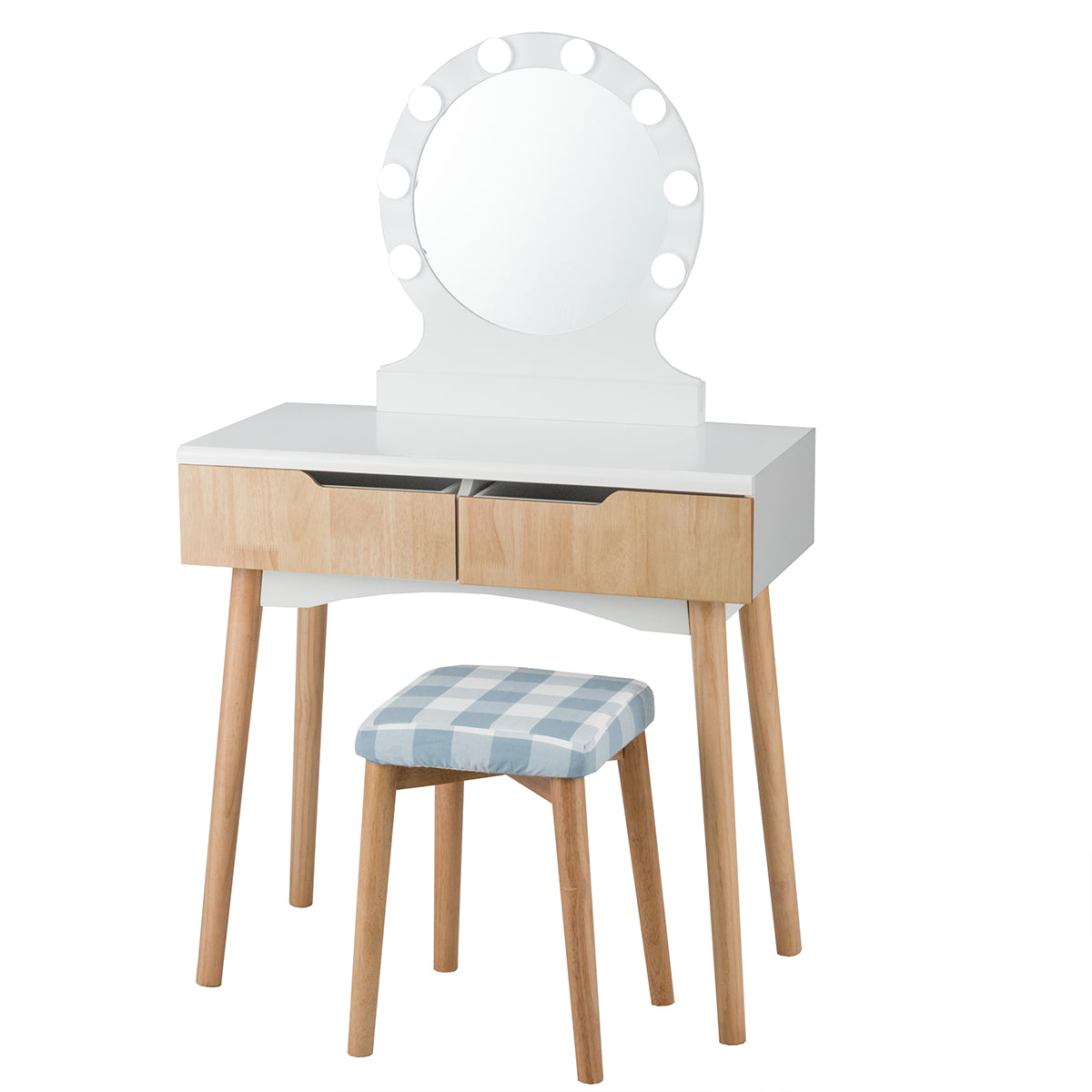 Vanity Table Set with 8 Light Bulbs and Touch Switch