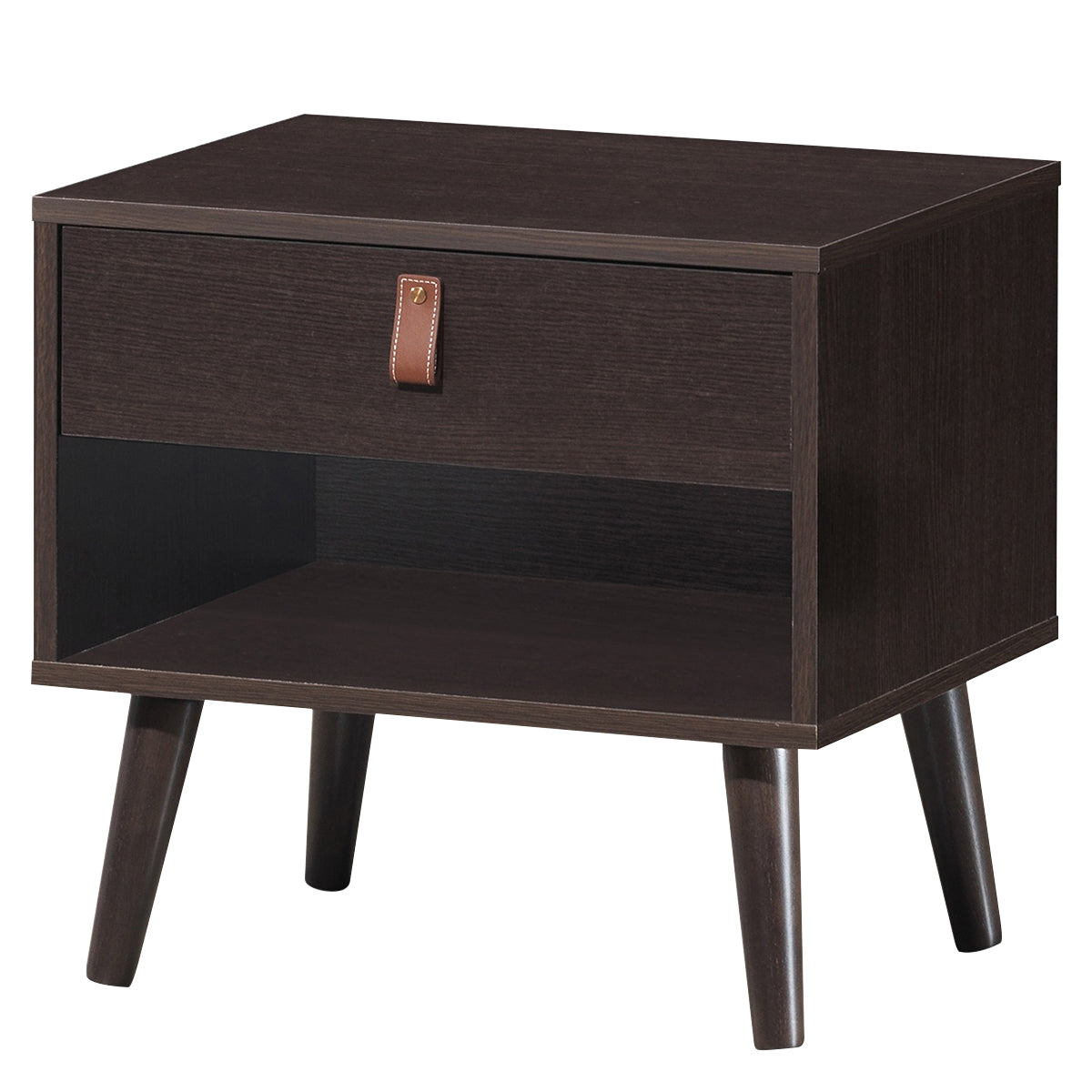 Giantex Wooden Nightstand with Drawer and Shelf Sofa Side Table