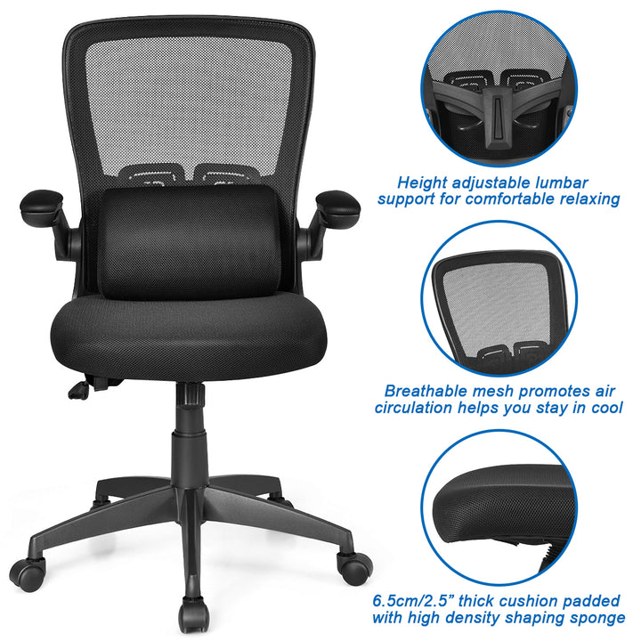 Giantex Ergonomic Desk Chair w/ Portable Lumbar Pillow (Black)