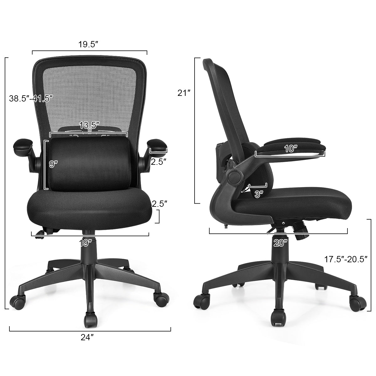 Giantex Ergonomic Desk Chair w/ Portable Lumbar Pillow (Black)