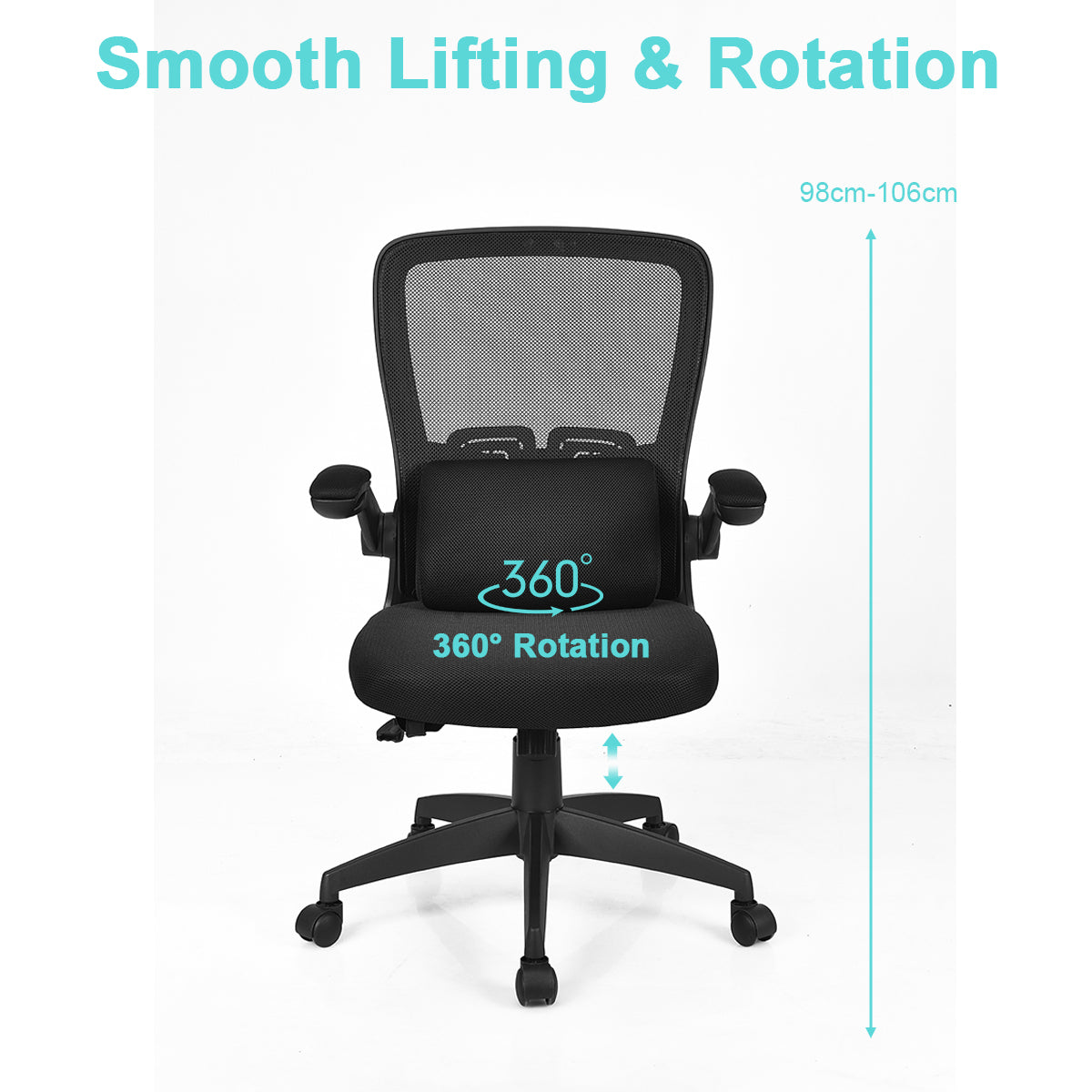 Giantex Ergonomic Desk Chair w/ Portable Lumbar Pillow (Black)