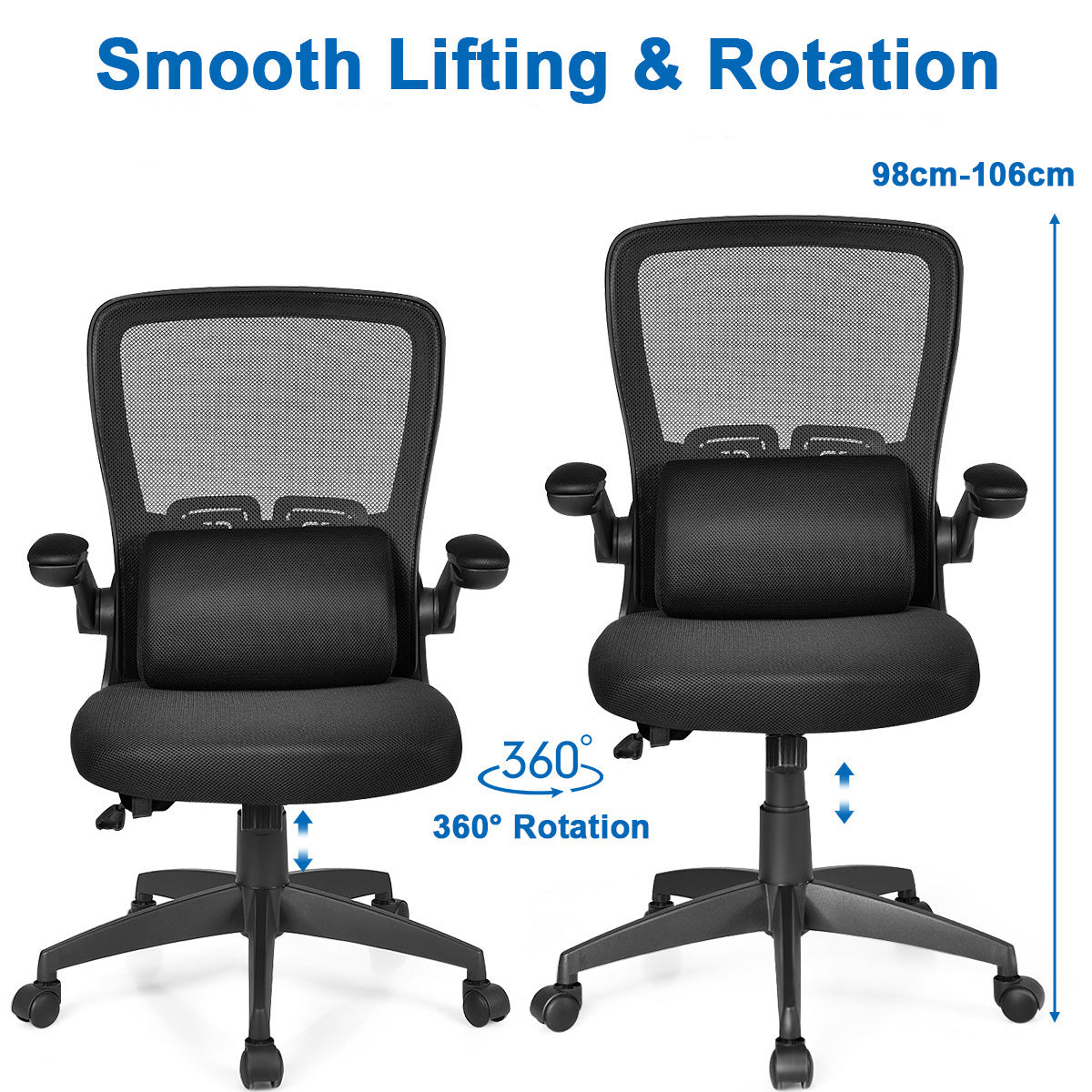 Giantex Ergonomic Desk Chair w/ Portable Lumbar Pillow (Black)