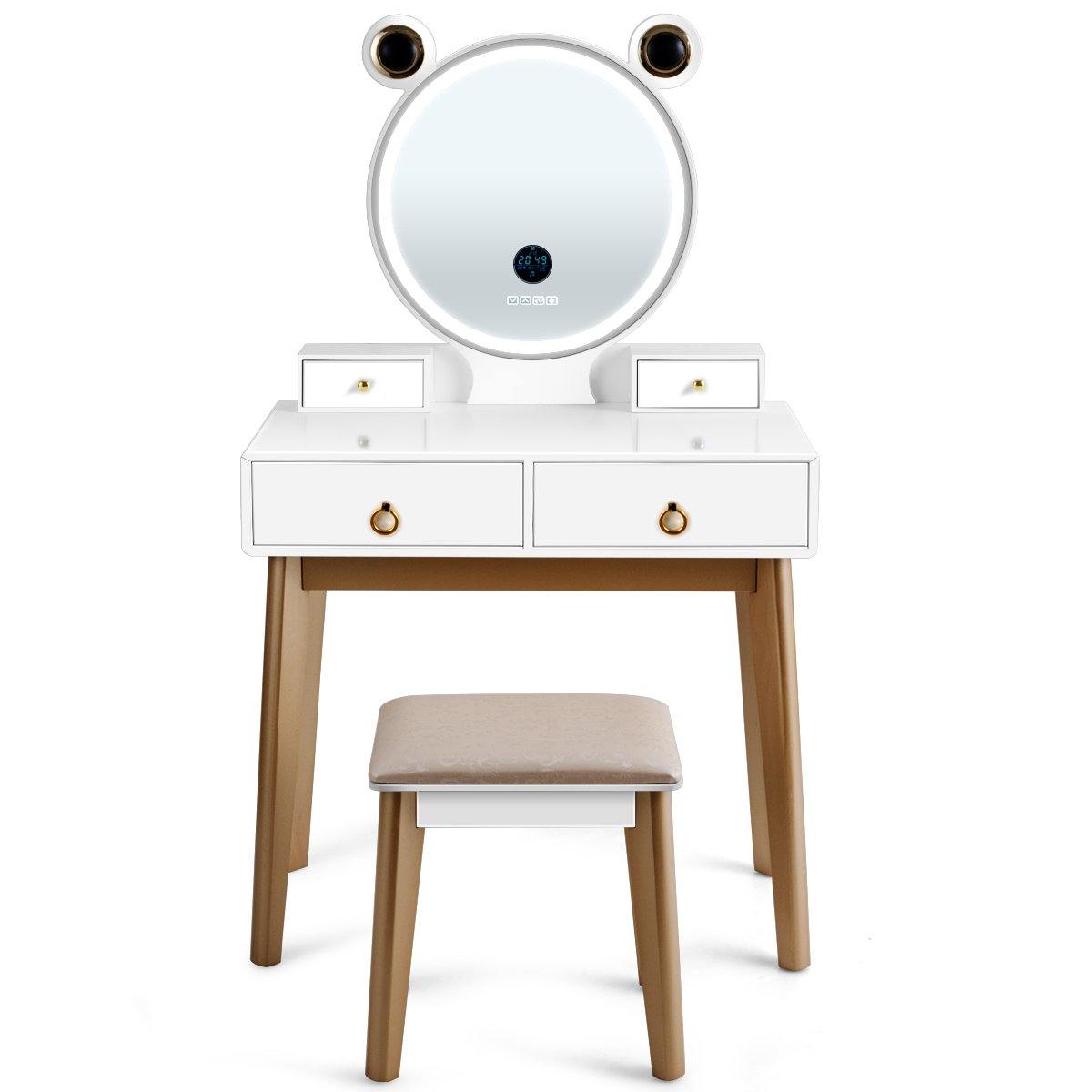 CHARMAID | Vanity Set with Lighted Mirror and Wireless Speaker - Giantexus