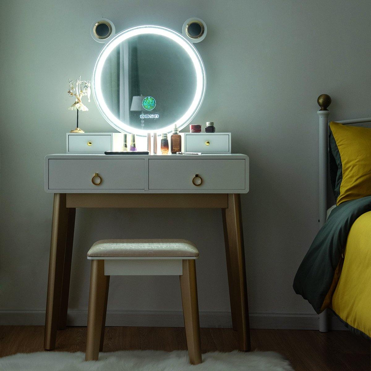 CHARMAID | Vanity Set with Lighted Mirror and Wireless Speaker - Giantexus