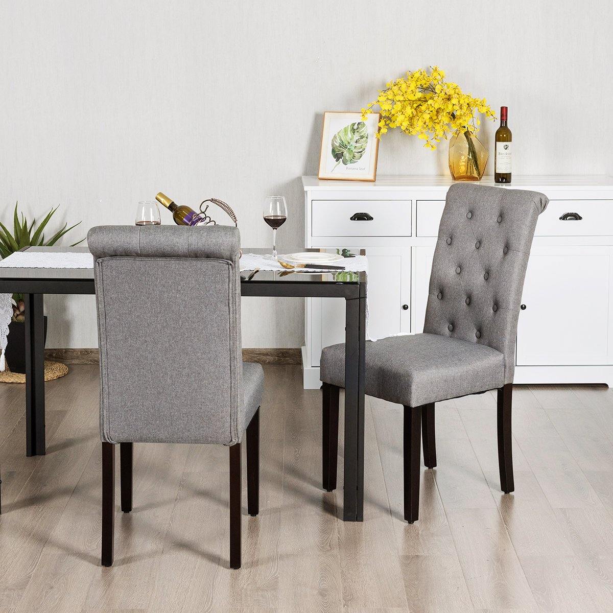 Upholstered Accent Dining Chairs Set of 2 - Giantexus