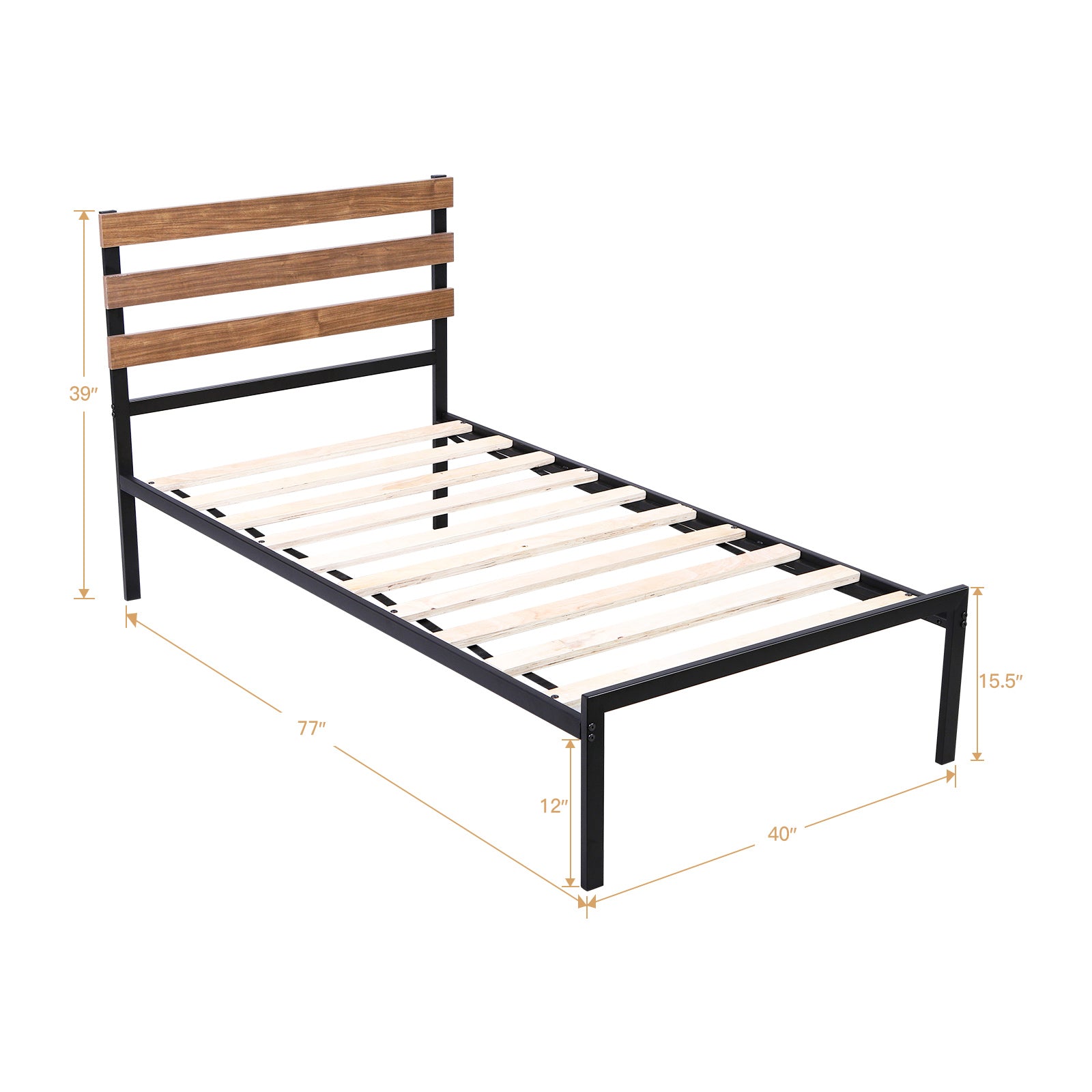 Easy Assembly Twin Metal Bed Frame No Box Spring Needed